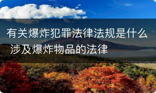 有关爆炸犯罪法律法规是什么 涉及爆炸物品的法律