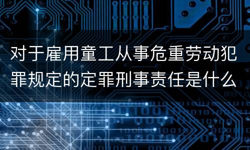 对于雇用童工从事危重劳动犯罪规定的定罪刑事责任是什么样的