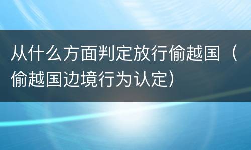 从什么方面判定放行偷越国（偷越国边境行为认定）