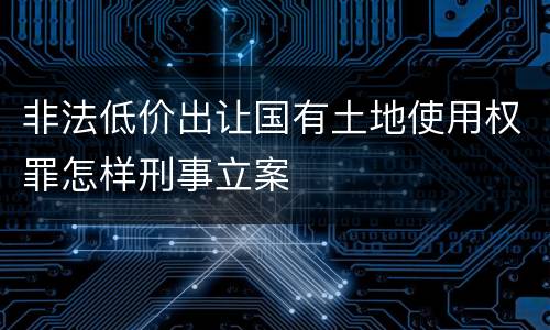 非法低价出让国有土地使用权罪怎样刑事立案