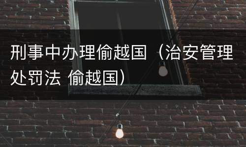 刑事中办理偷越国（治安管理处罚法 偷越国）