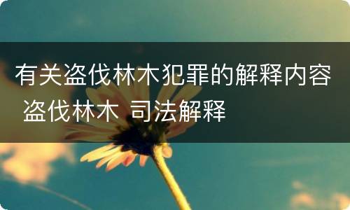 有关盗伐林木犯罪的解释内容 盗伐林木 司法解释