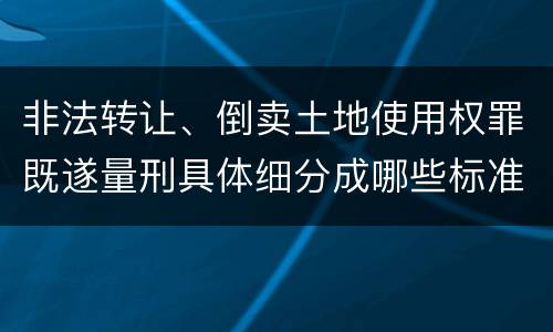非法转让、倒卖土地使用权罪既遂量刑具体细分成哪些标准