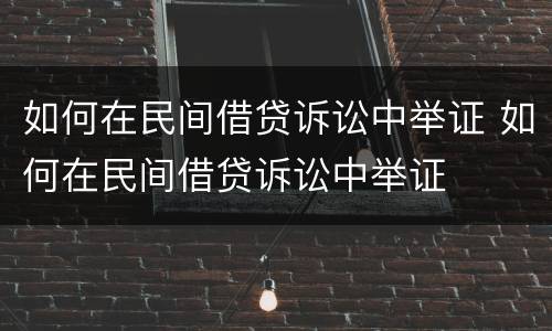 如何在民间借贷诉讼中举证 如何在民间借贷诉讼中举证