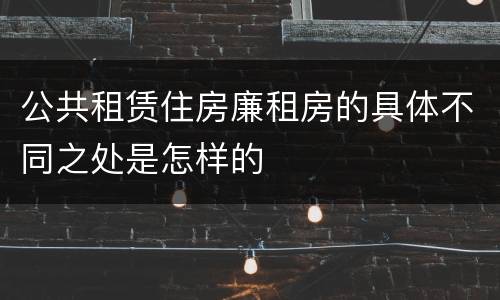 公共租赁住房廉租房的具体不同之处是怎样的