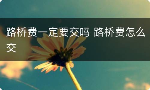 路桥费一定要交吗 路桥费怎么交