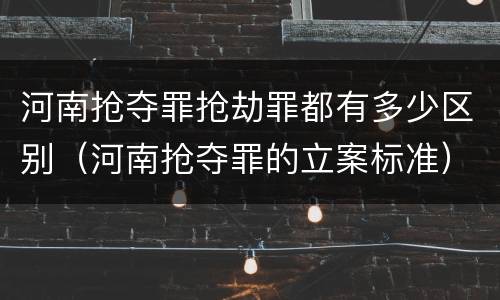 河南抢夺罪抢劫罪都有多少区别（河南抢夺罪的立案标准）