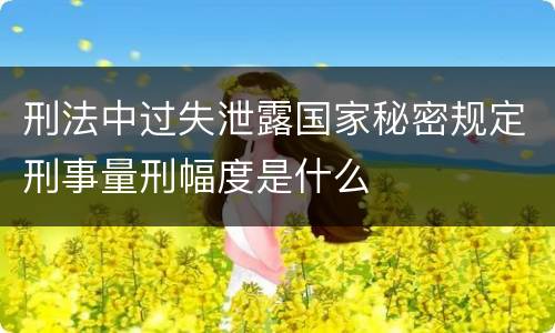 刑法中过失泄露国家秘密规定刑事量刑幅度是什么