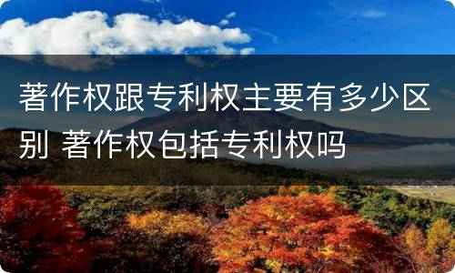 著作权跟专利权主要有多少区别 著作权包括专利权吗