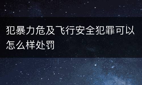 犯暴力危及飞行安全犯罪可以怎么样处罚