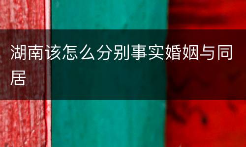 湖南该怎么分别事实婚姻与同居