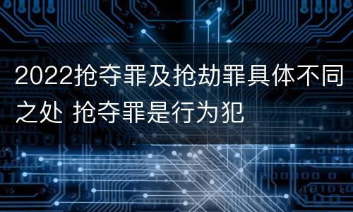 2022抢夺罪及抢劫罪具体不同之处 抢夺罪是行为犯