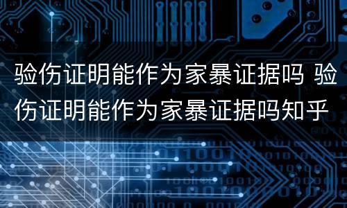 验伤证明能作为家暴证据吗 验伤证明能作为家暴证据吗知乎