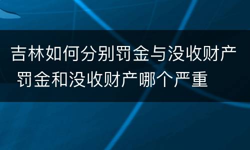 吉林如何分别罚金与没收财产 罚金和没收财产哪个严重
