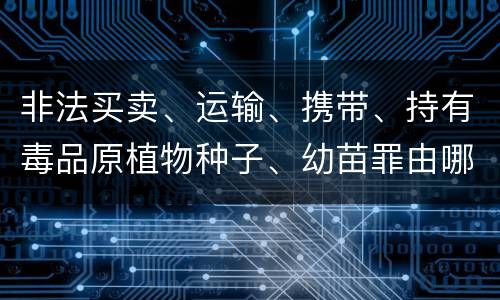 非法买卖、运输、携带、持有毒品原植物种子、幼苗罪由哪些构成