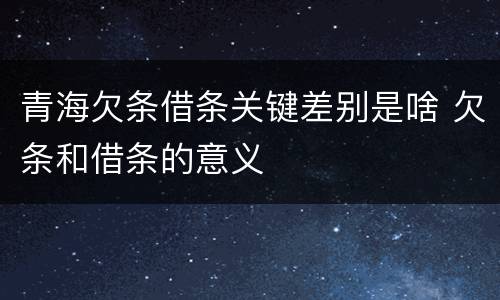 青海欠条借条关键差别是啥 欠条和借条的意义