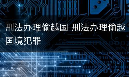 刑法办理偷越国 刑法办理偷越国境犯罪