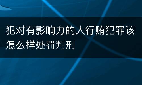 犯对有影响力的人行贿犯罪该怎么样处罚判刑
