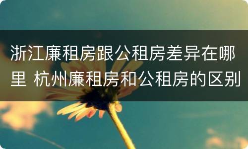 浙江廉租房跟公租房差异在哪里 杭州廉租房和公租房的区别