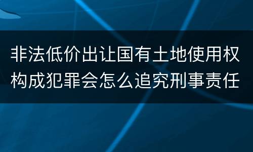 非法低价出让国有土地使用权构成犯罪会怎么追究刑事责任