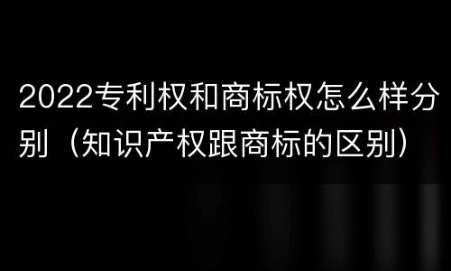 2022专利权和商标权怎么样分别（知识产权跟商标的区别）