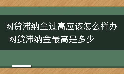 网贷滞纳金过高应该怎么样办 网贷滞纳金最高是多少