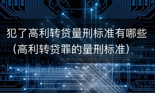 犯了高利转贷量刑标准有哪些（高利转贷罪的量刑标准）