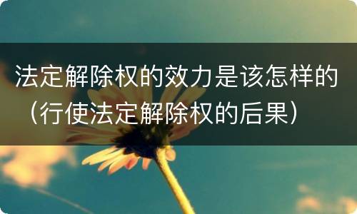 法定解除权的效力是该怎样的（行使法定解除权的后果）