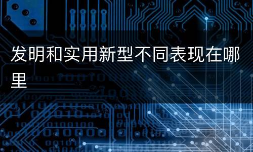 发明和实用新型不同表现在哪里