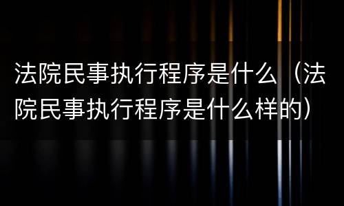 法院民事执行程序是什么（法院民事执行程序是什么样的）