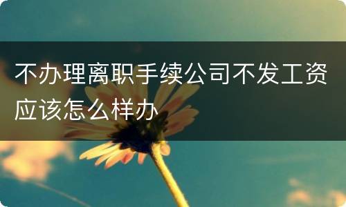 不办理离职手续公司不发工资应该怎么样办