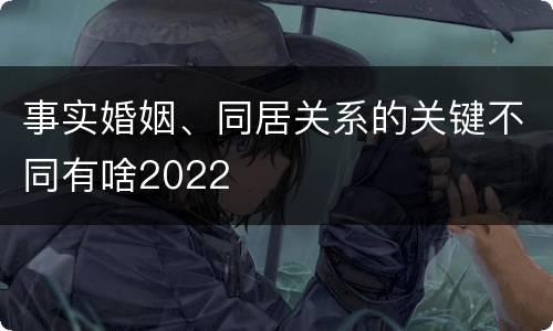 事实婚姻、同居关系的关键不同有啥2022