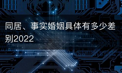 同居、事实婚姻具体有多少差别2022