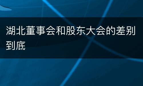 湖北董事会和股东大会的差别到底