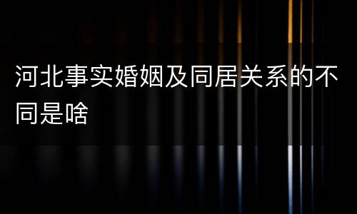 河北事实婚姻及同居关系的不同是啥