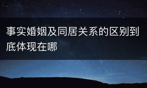 事实婚姻及同居关系的区别到底体现在哪