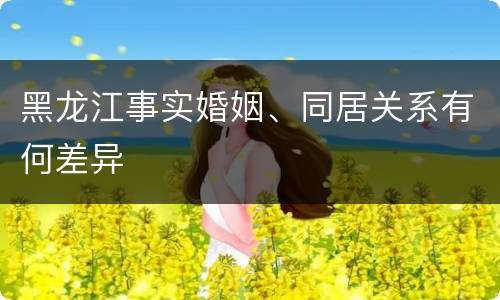 黑龙江事实婚姻、同居关系有何差异