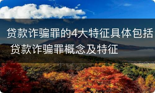 贷款诈骗罪的4大特征具体包括 贷款诈骗罪概念及特征