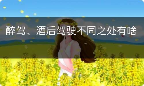 醉驾、酒后驾驶不同之处有啥