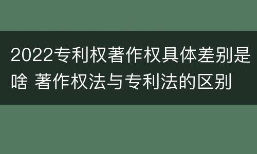 2022专利权著作权具体差别是啥 著作权法与专利法的区别