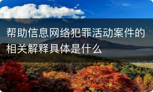 帮助信息网络犯罪活动案件的相关解释具体是什么