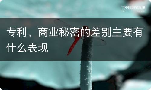 专利、商业秘密的差别主要有什么表现