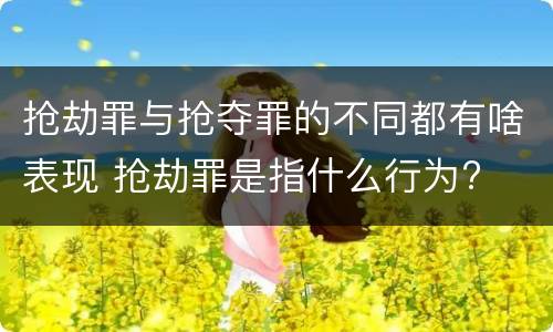 抢劫罪与抢夺罪的不同都有啥表现 抢劫罪是指什么行为?