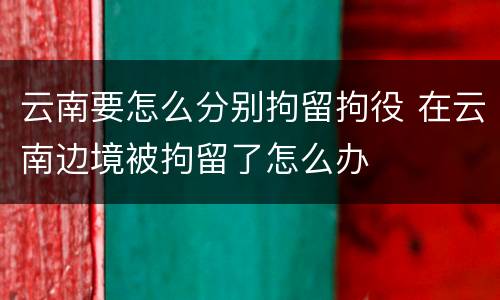 云南要怎么分别拘留拘役 在云南边境被拘留了怎么办