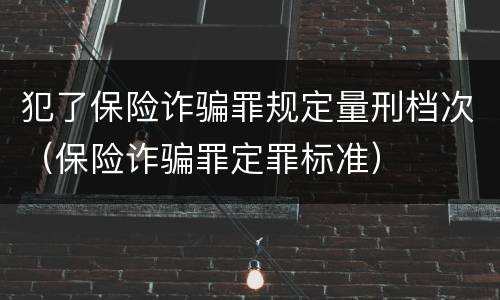 犯了保险诈骗罪规定量刑档次（保险诈骗罪定罪标准）