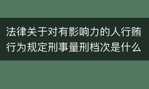 法律关于对有影响力的人行贿行为规定刑事量刑档次是什么