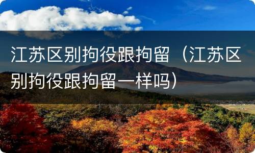 江苏区别拘役跟拘留（江苏区别拘役跟拘留一样吗）