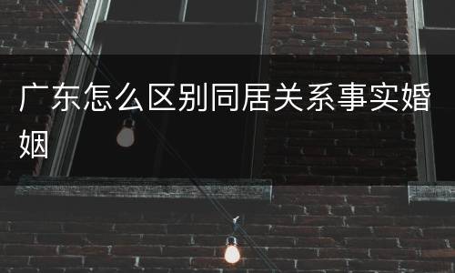 广东怎么区别同居关系事实婚姻
