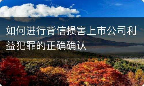 如何进行背信损害上市公司利益犯罪的正确确认