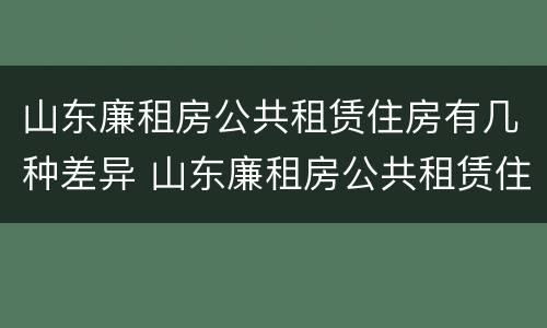 山东廉租房公共租赁住房有几种差异 山东廉租房公共租赁住房有几种差异